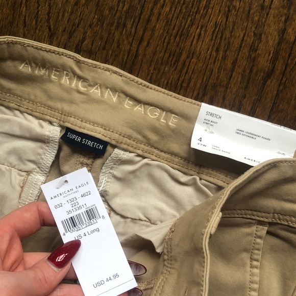 3/$10 American Eagle Outfitters Kick Boot Super Stretch Fit & Flare Khaki Chinos - Picture 6 of 7